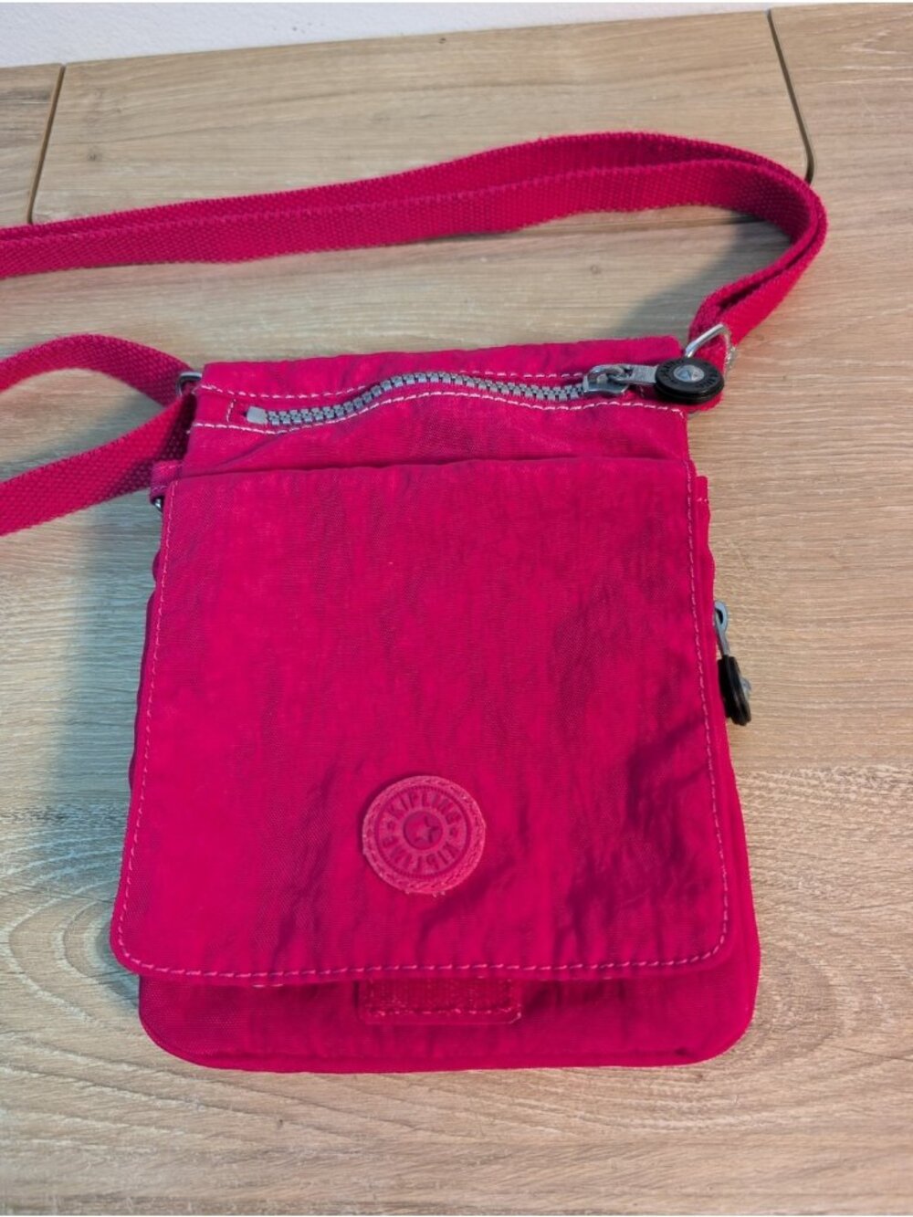 Kipling Travel Small Crossbody Bag Eldorado Pink Pockets Adjust Strap NO Monkey